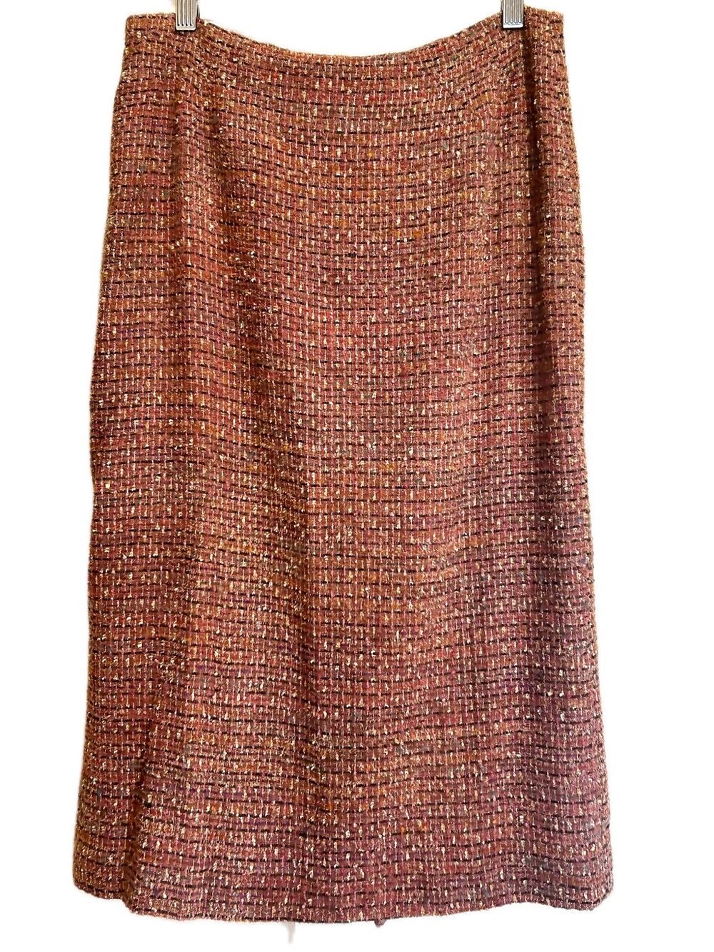 Vintage Barry Bricken Metallic Boucle Tweed Pencil Skirt Pleat 6